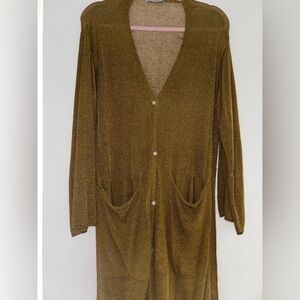 Zara golden Brown Long Cardigan with Pockets